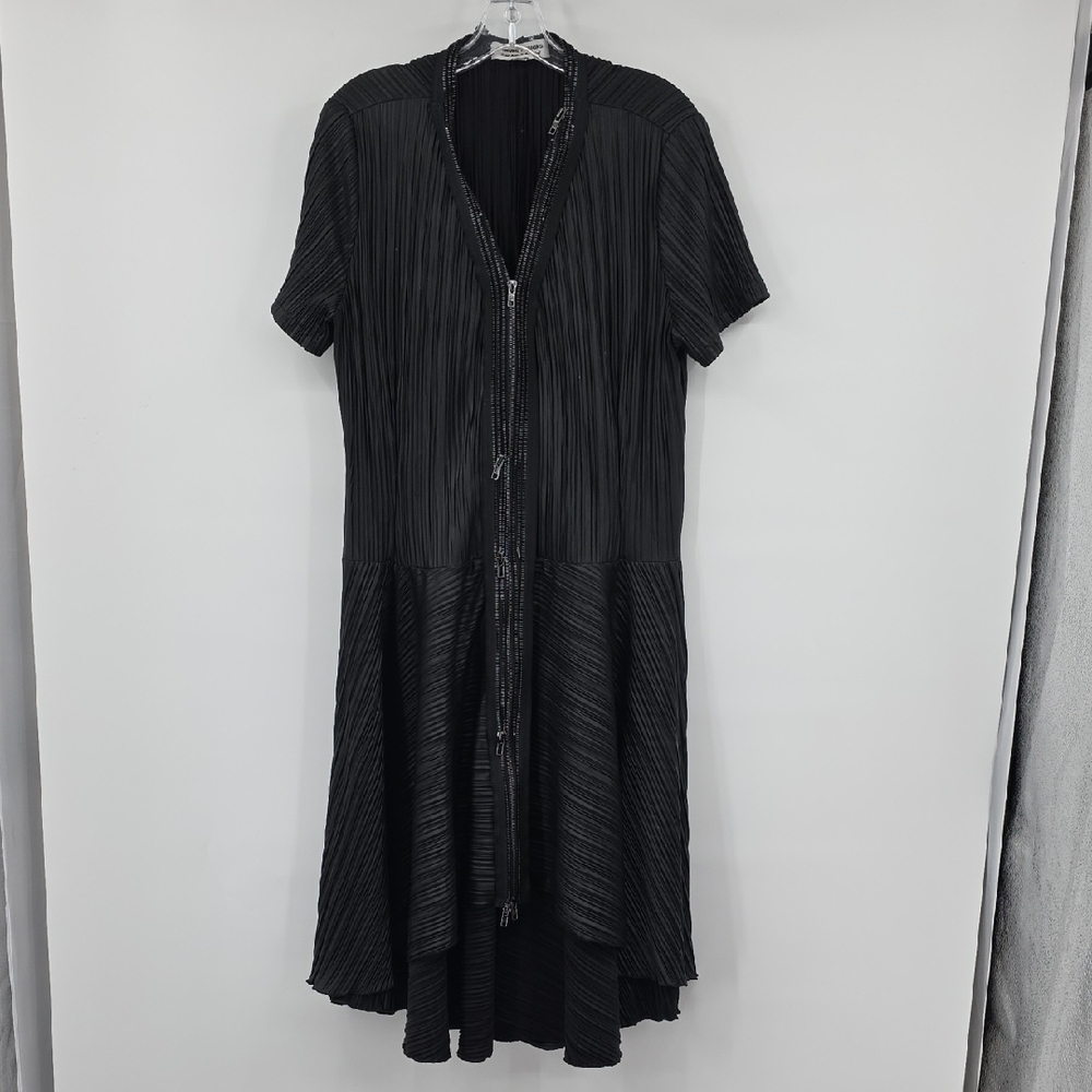 Sohung Designs Zipper Adeira Chic Black High Low Pleated Dress Size M